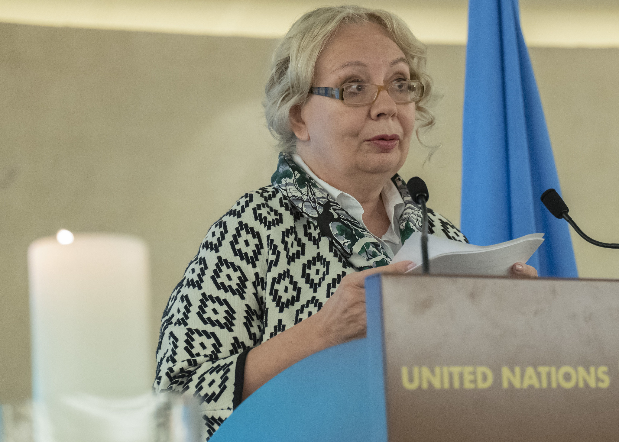 Tatiana Valovaya, Director-General of the United Nations Office at Genevai during World Humanitarian Day. 19 August 2019.