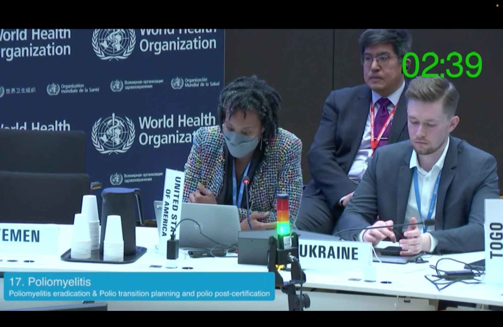 The United States speaks at the World Health Organizations Executive Board meeting in a session on eradicating poliomyelitis.