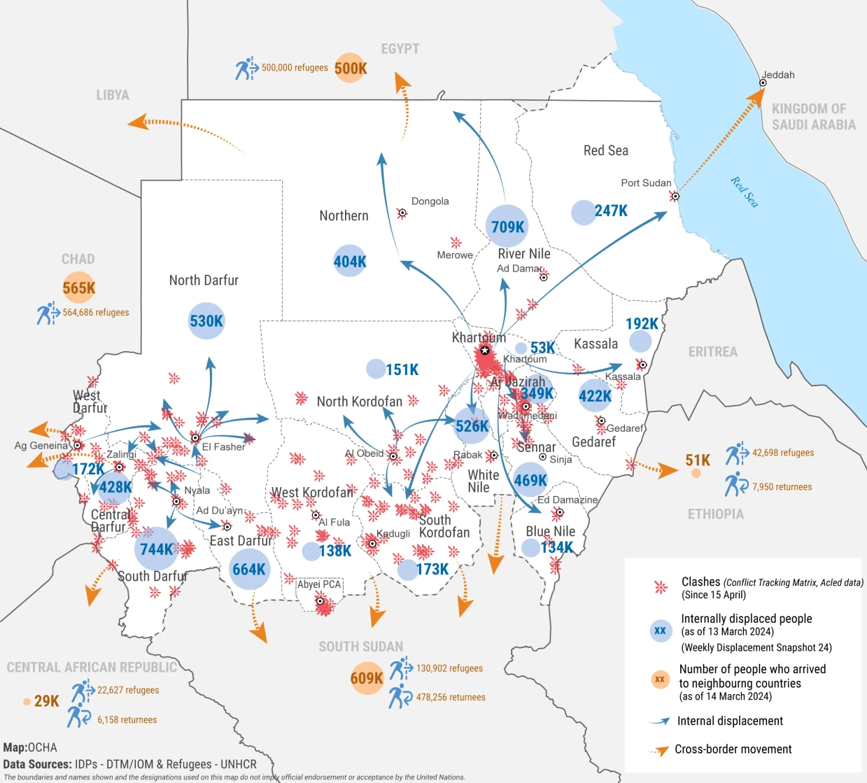 Map of Sudan displacement