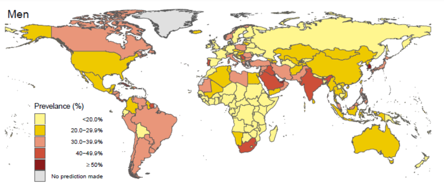 Map of physical activity in men
