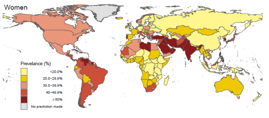 Map of physical inactivity for women