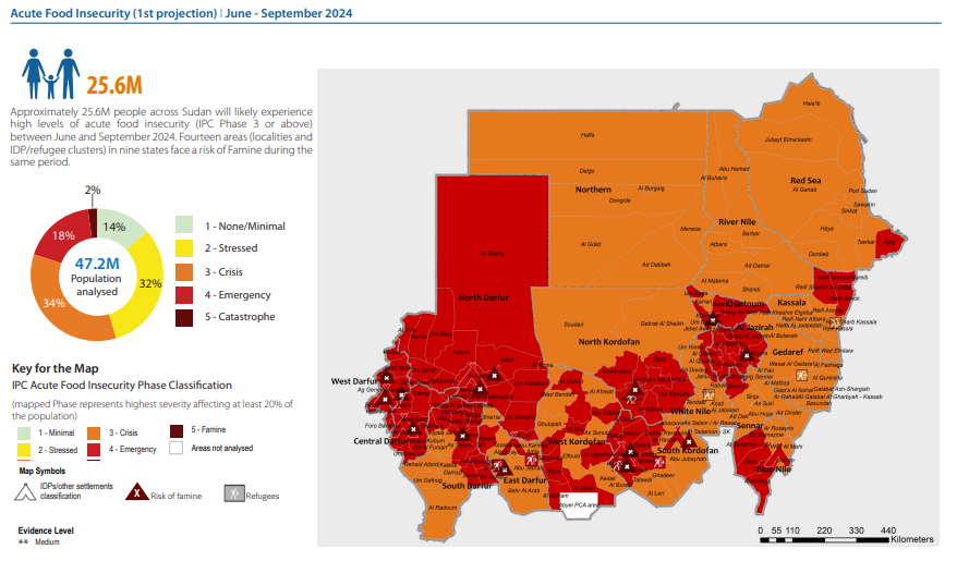 Map of Sudan food insecurity