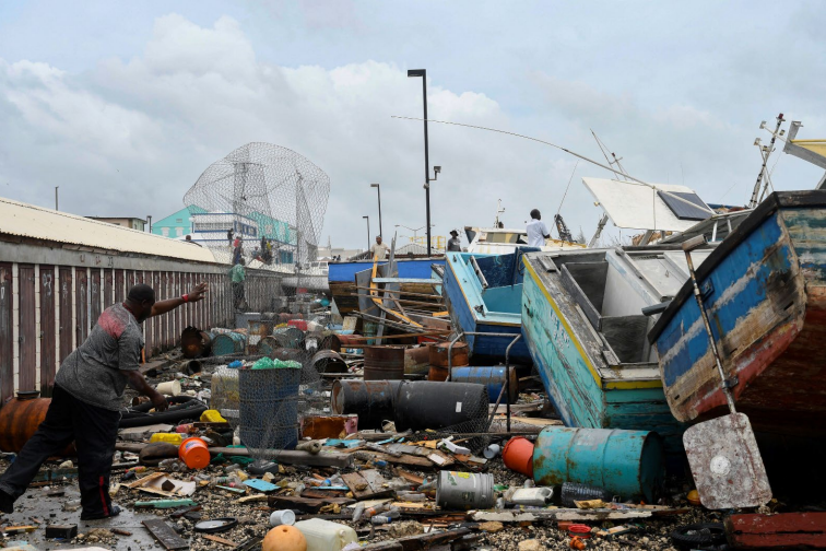 Debris after Hurricane Beryl on Barbados