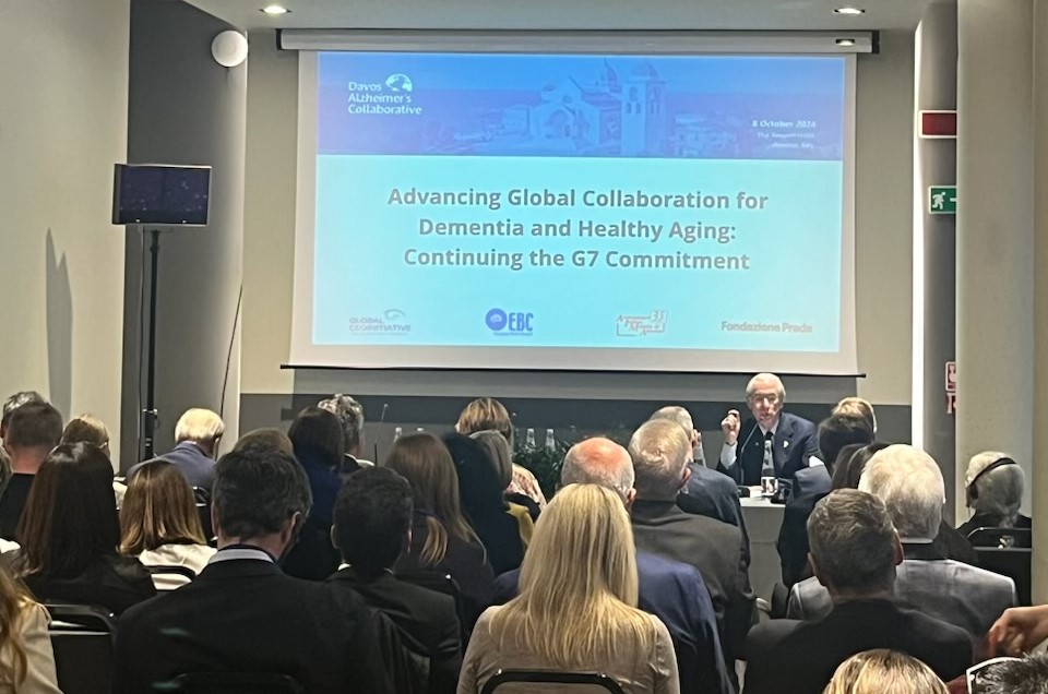 George Vradenburg, founding chairman of Davos Alzheimer's Collaborative, speaks at an event in Italy on October 8, 2024.