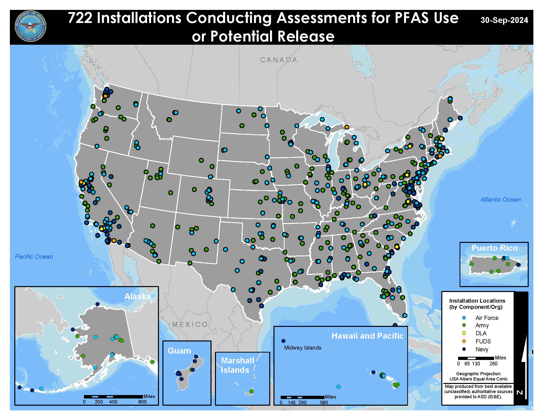 PFAS (forever chemical) contamination and assessment sites