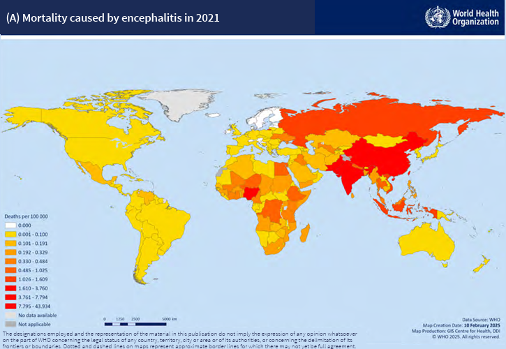 Encephalitis mortality map