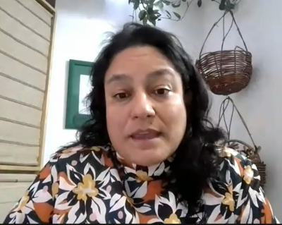 Margarita Gutierrez (IISD) emphasizes the need to translate climate goals into health-specific language.