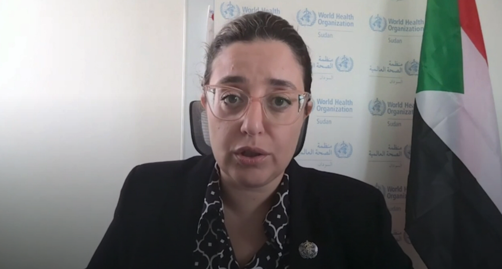 WHO Deputy Representative to Sudan, Dr Hala Khudari, addresses the UN press briefing in Geneva following the deadly hospital attack.