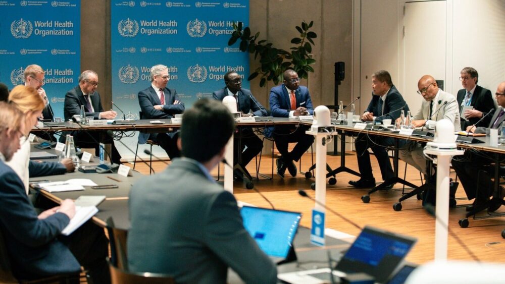 WHO DG Dr Tedros at a recent meeting with the WHO's Pandemic Intelligence team in Berlin. 
