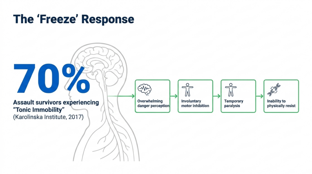 Neurobiological evidence from the Karolinska Institute shows 70% of survivors experience paralysis, necessitating consent-based laws.