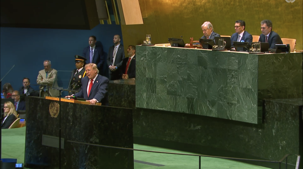 Donald Trump addresses the UN General Assembly, representing a shift toward open transactionalism and realpolitik that is also reshaping global health governance.